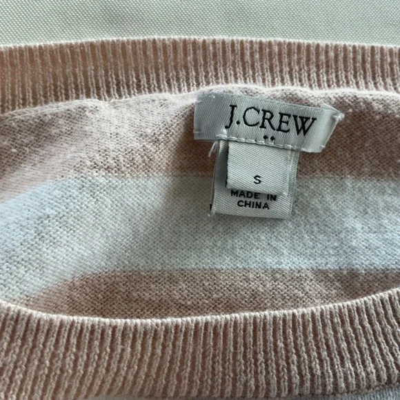 J Crew Women Striped Dog Graphic Sweater Pink White Long Sleeve Crew Neck Size S - Picture 7 of 10